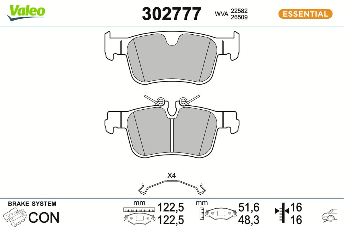 VALEO Sada brzdových platničiek kotúčovej brzdy 302777 1