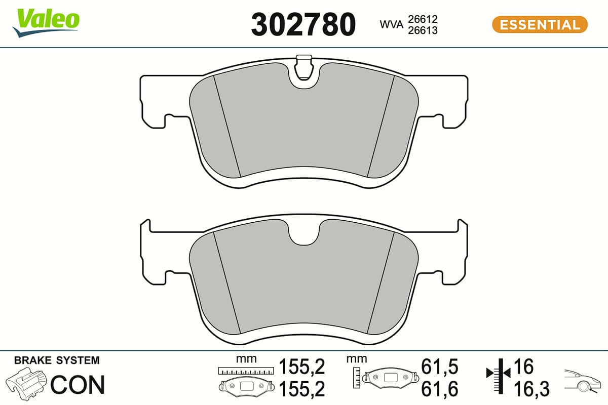 VALEO Sada brzdových platničiek kotúčovej brzdy 302780 1