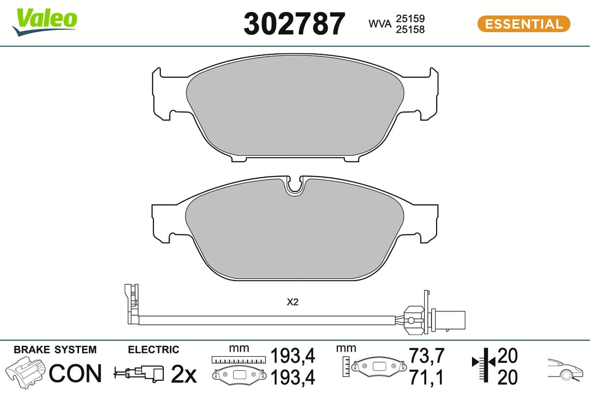 VALEO Sada brzdových platničiek kotúčovej brzdy 302787 1
