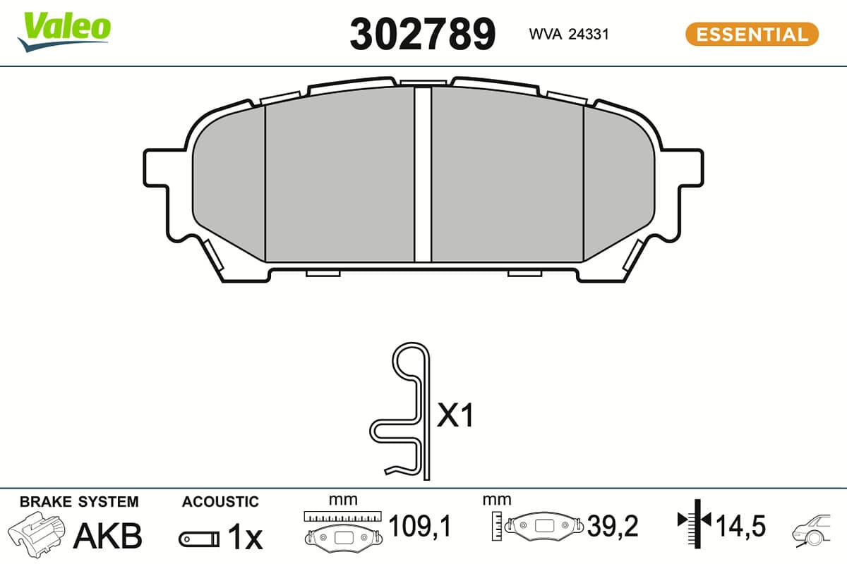 VALEO Sada brzdových platničiek kotúčovej brzdy 302789 1