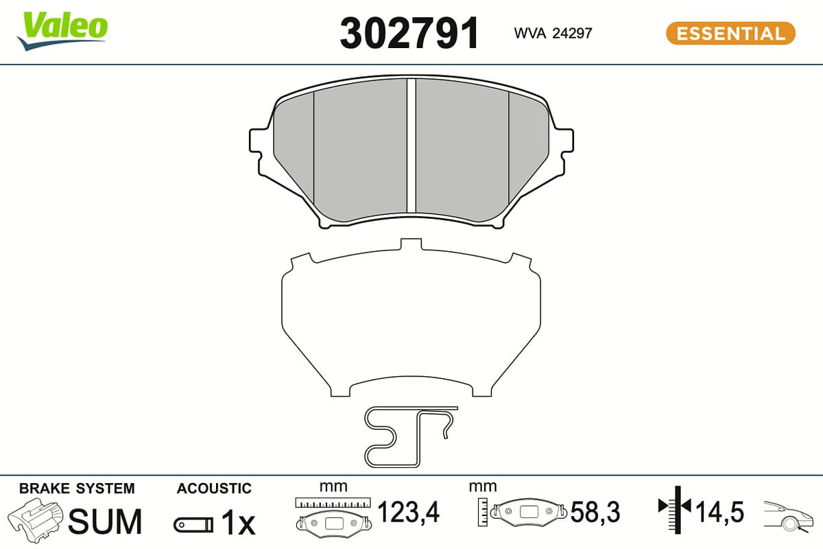 VALEO Sada brzdových platničiek kotúčovej brzdy 302791 1