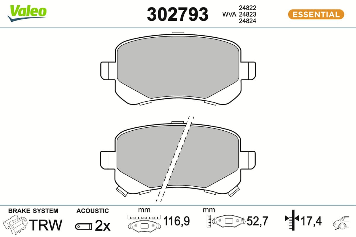 VALEO Sada brzdových platničiek kotúčovej brzdy 302793 1