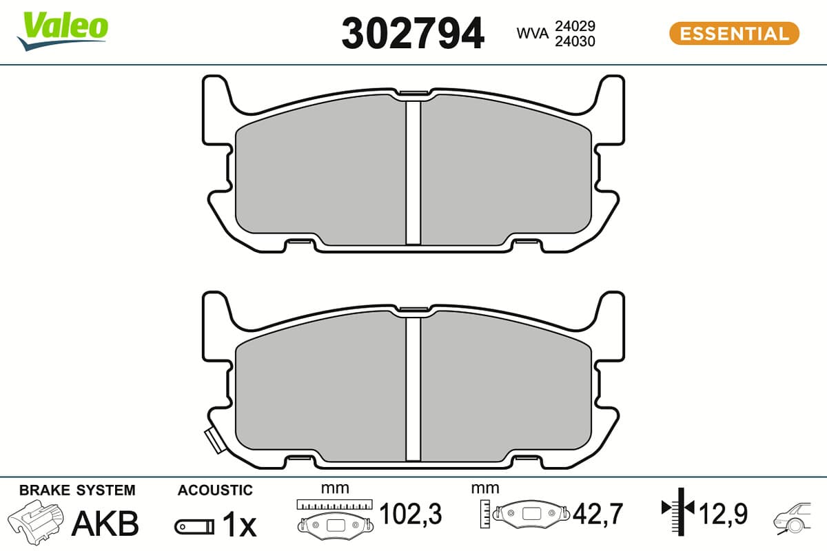 VALEO Sada brzdových platničiek kotúčovej brzdy 302794 1