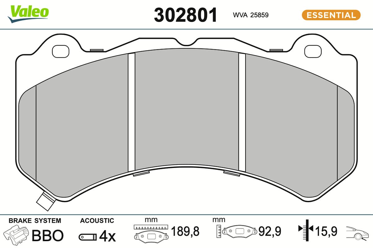 VALEO Sada brzdových platničiek kotúčovej brzdy 302801 1