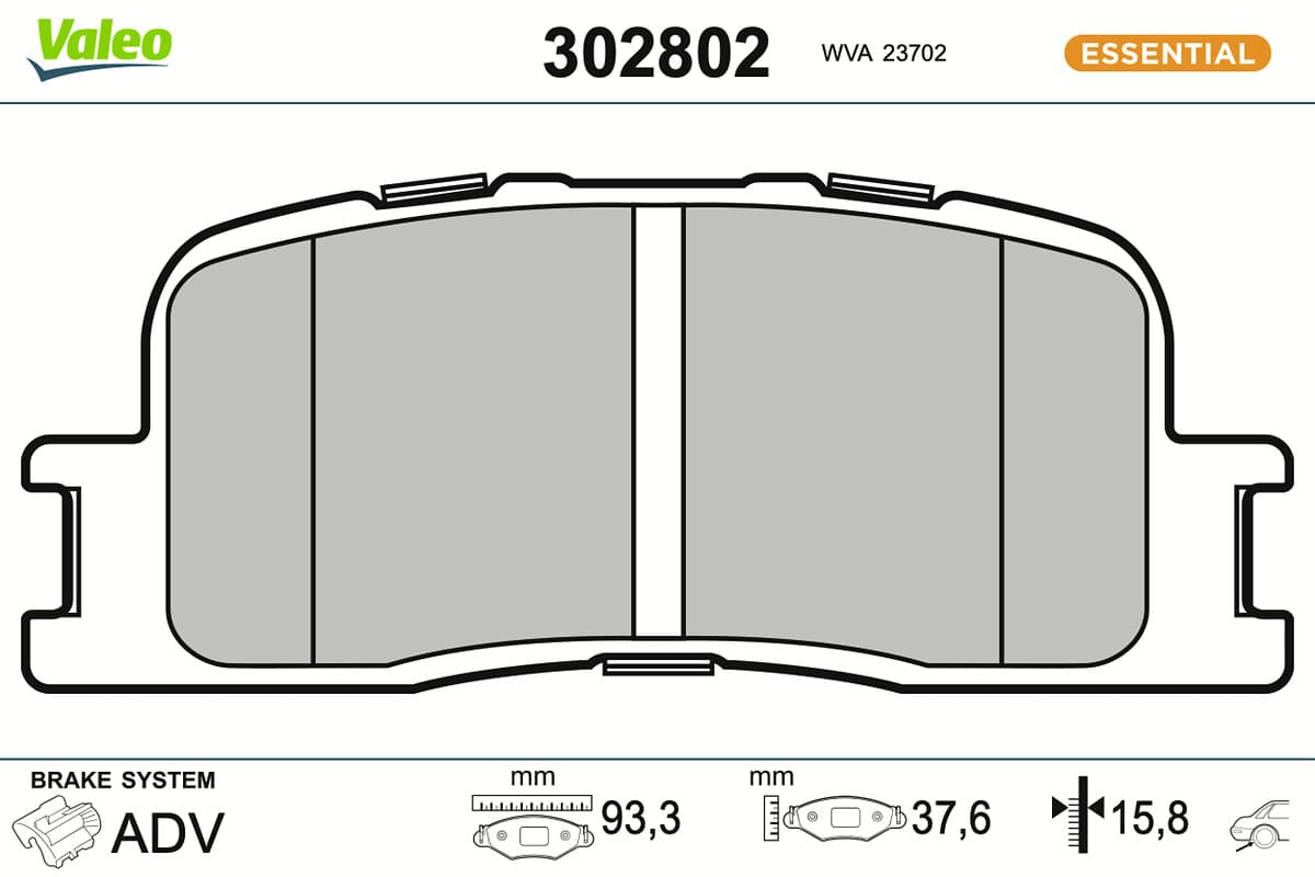 VALEO Sada brzdových platničiek kotúčovej brzdy 302802 1