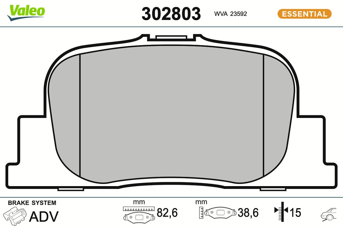 VALEO Sada brzdových platničiek kotúčovej brzdy 302803 1