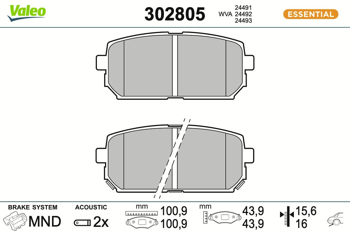 VALEO Sada brzdových platničiek kotúčovej brzdy 302805 1