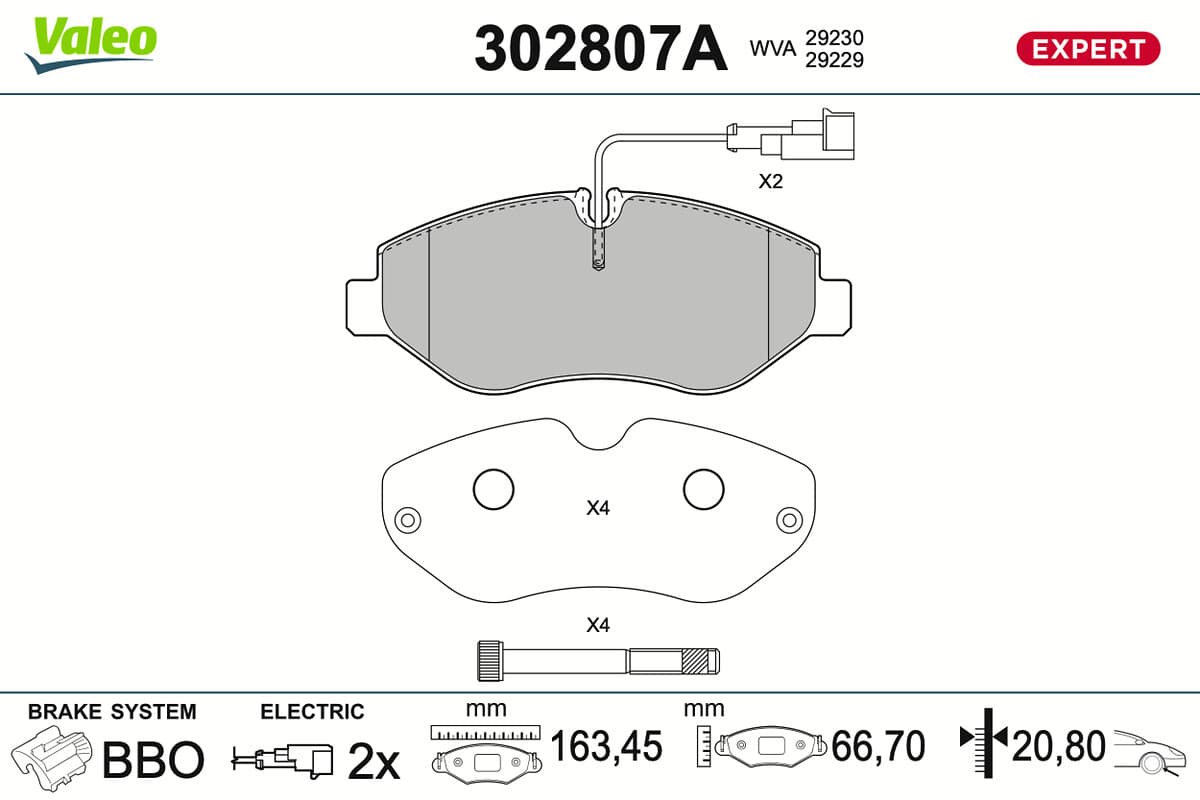 VALEO Sada brzdových platničiek kotúčovej brzdy 302807A 1