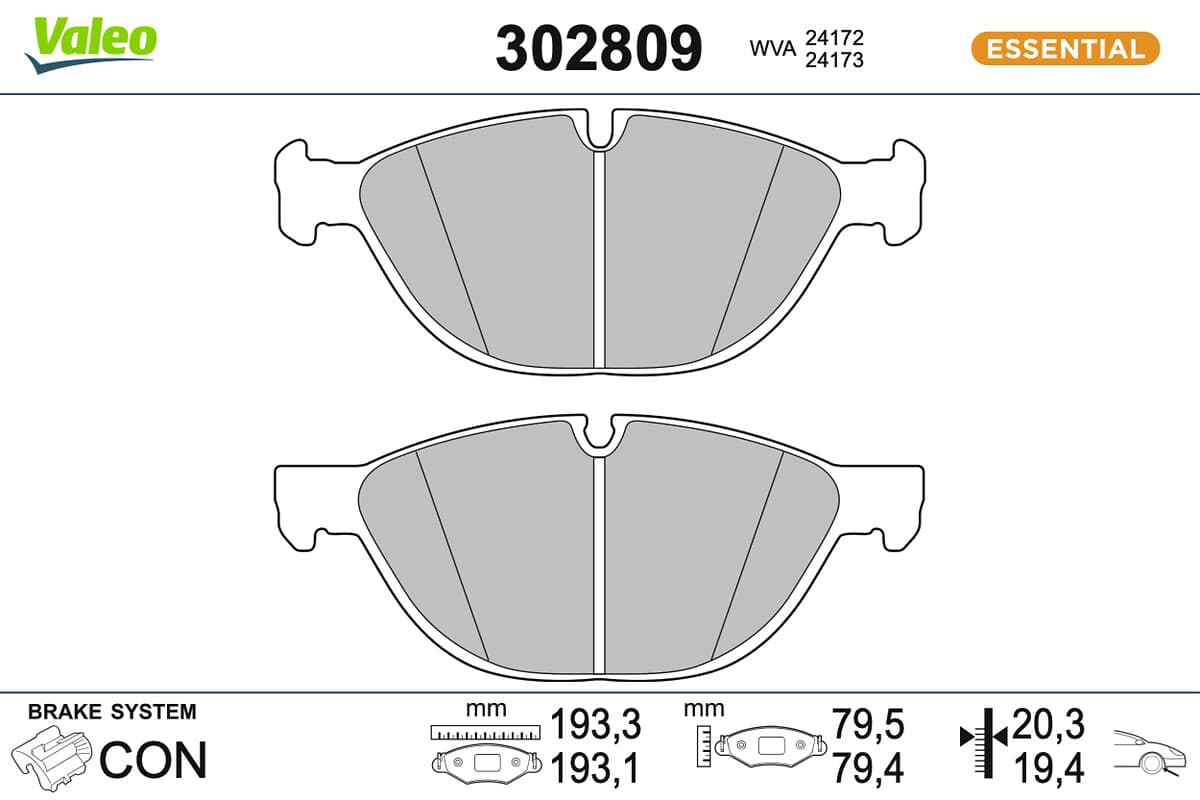 VALEO Sada brzdových platničiek kotúčovej brzdy 302809 1