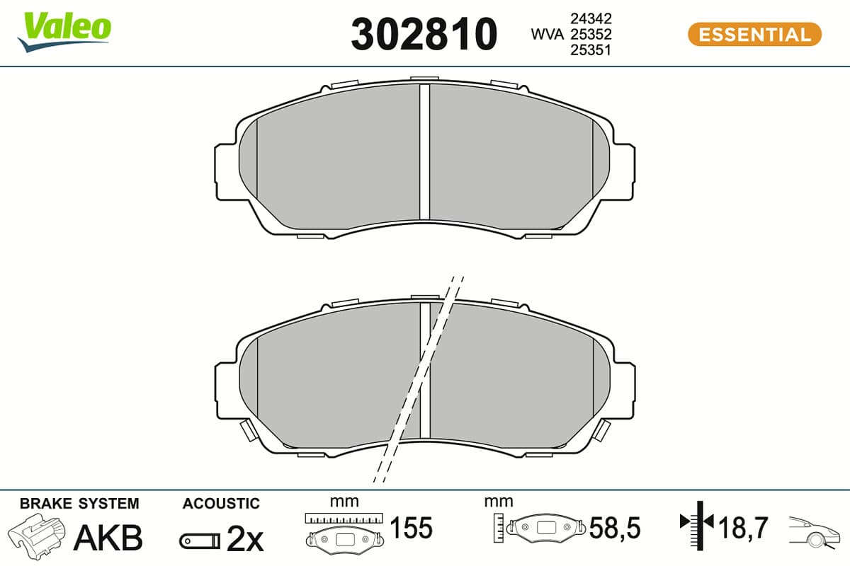 VALEO Sada brzdových platničiek kotúčovej brzdy 302810 1