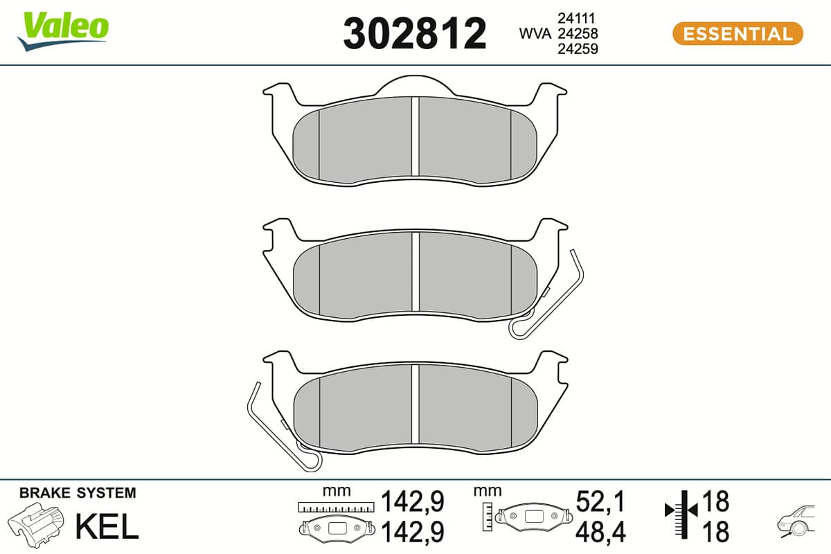 VALEO Sada brzdových platničiek kotúčovej brzdy 302812 1