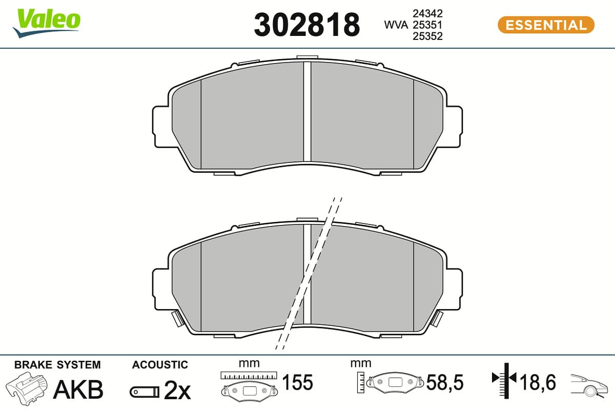 VALEO Sada brzdových platničiek kotúčovej brzdy 302818 1
