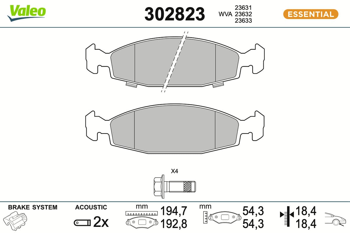 VALEO Sada brzdových platničiek kotúčovej brzdy 302823 1