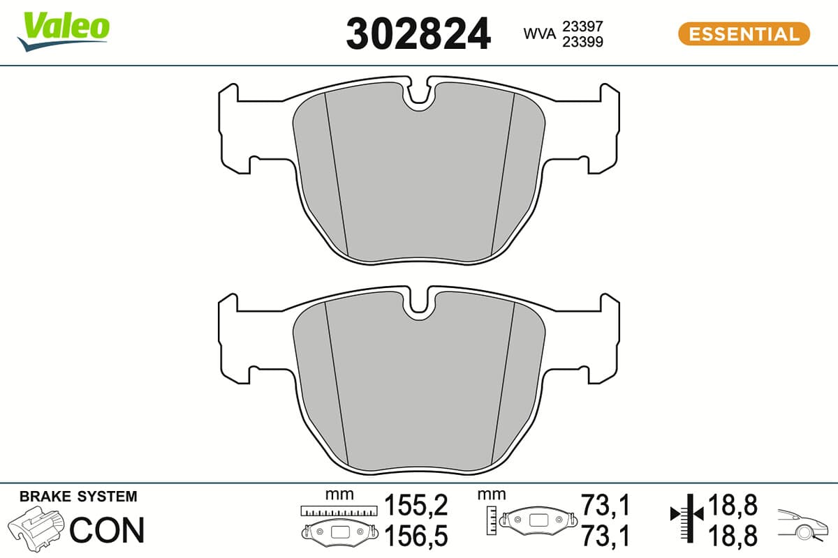 VALEO Sada brzdových platničiek kotúčovej brzdy 302824 1