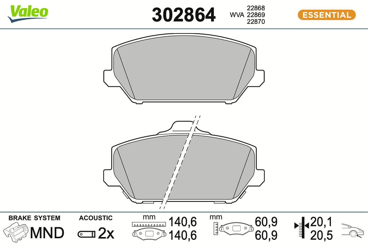 VALEO Sada brzdových platničiek kotúčovej brzdy 302864 1