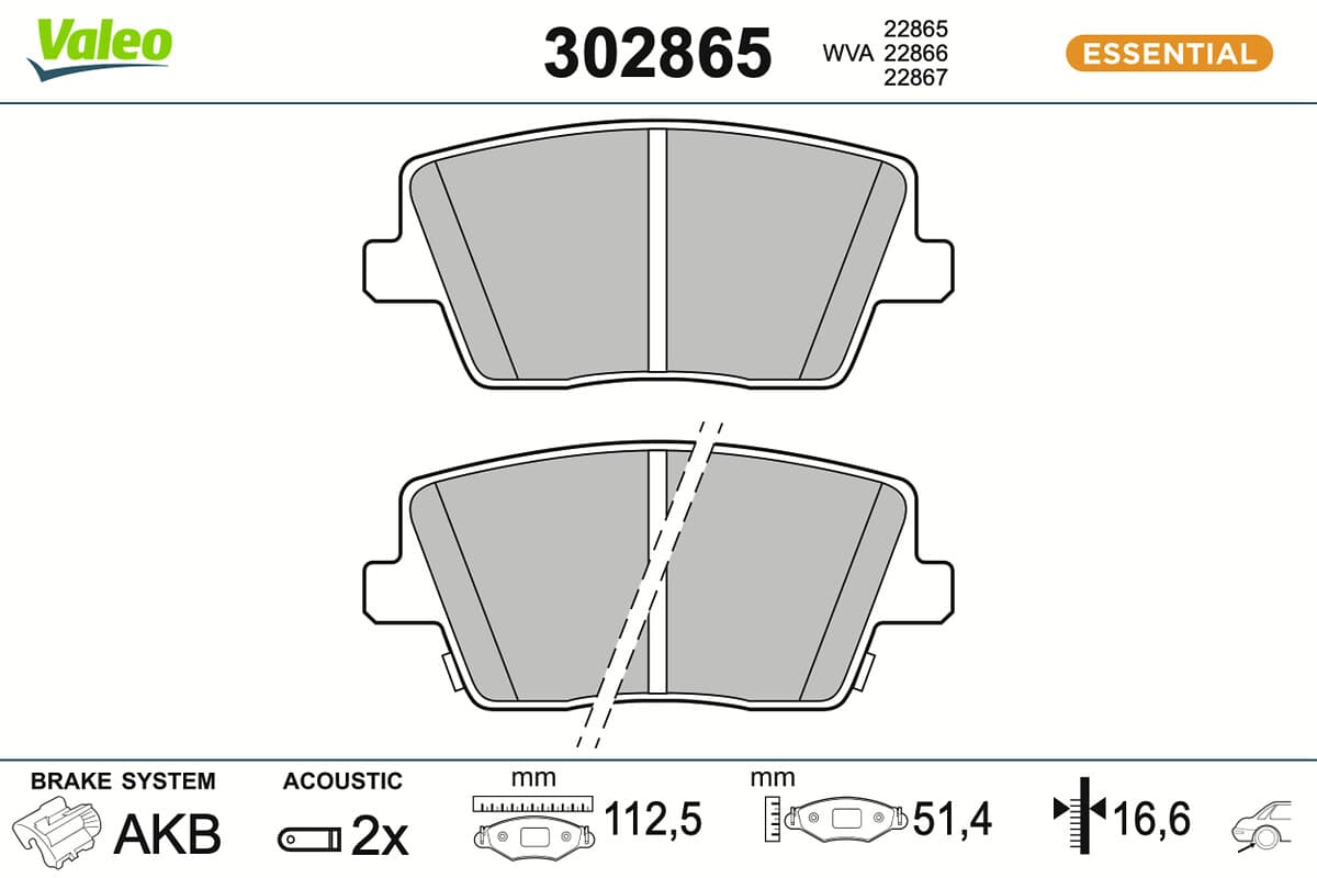 VALEO Sada brzdových platničiek kotúčovej brzdy 302865 1