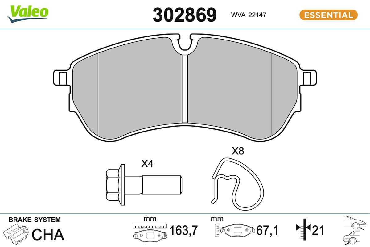 VALEO Sada brzdových platničiek kotúčovej brzdy 302869 1