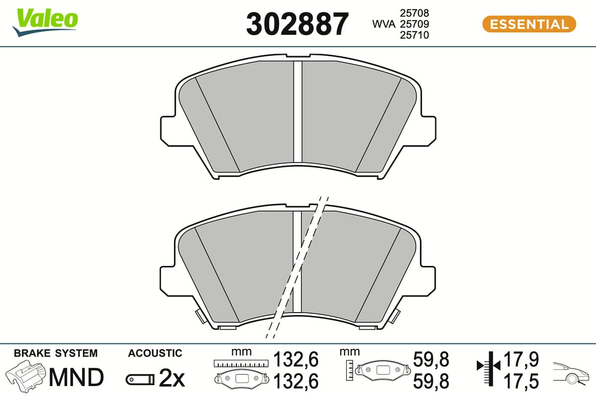VALEO Sada brzdových platničiek kotúčovej brzdy 302887 1