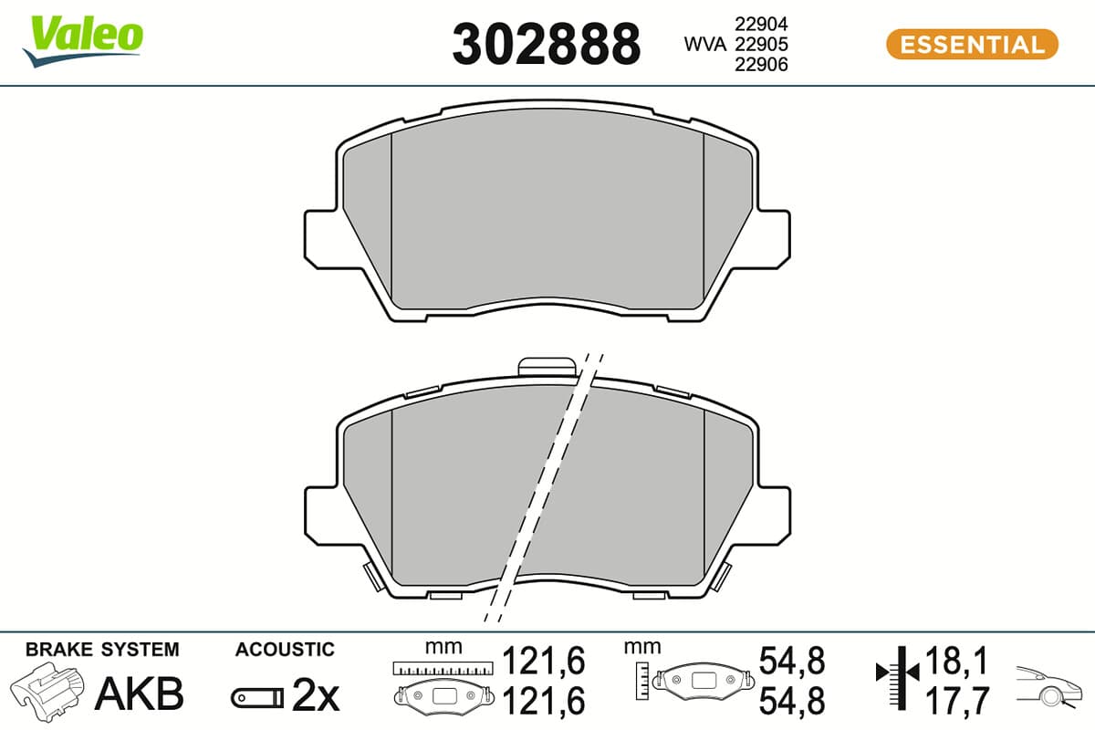 VALEO Sada brzdových platničiek kotúčovej brzdy 302888 1