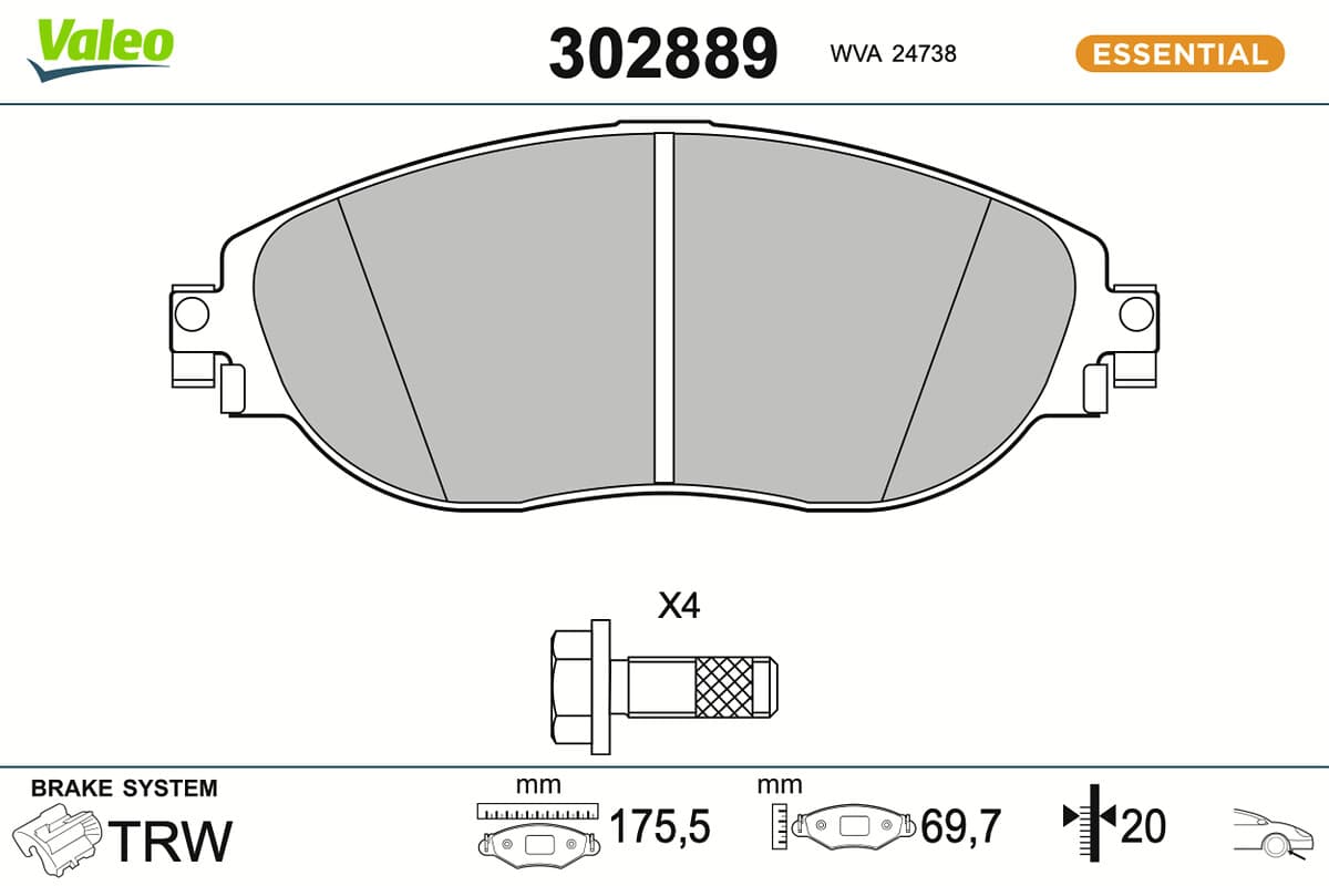 VALEO Sada brzdových platničiek kotúčovej brzdy 302889 1