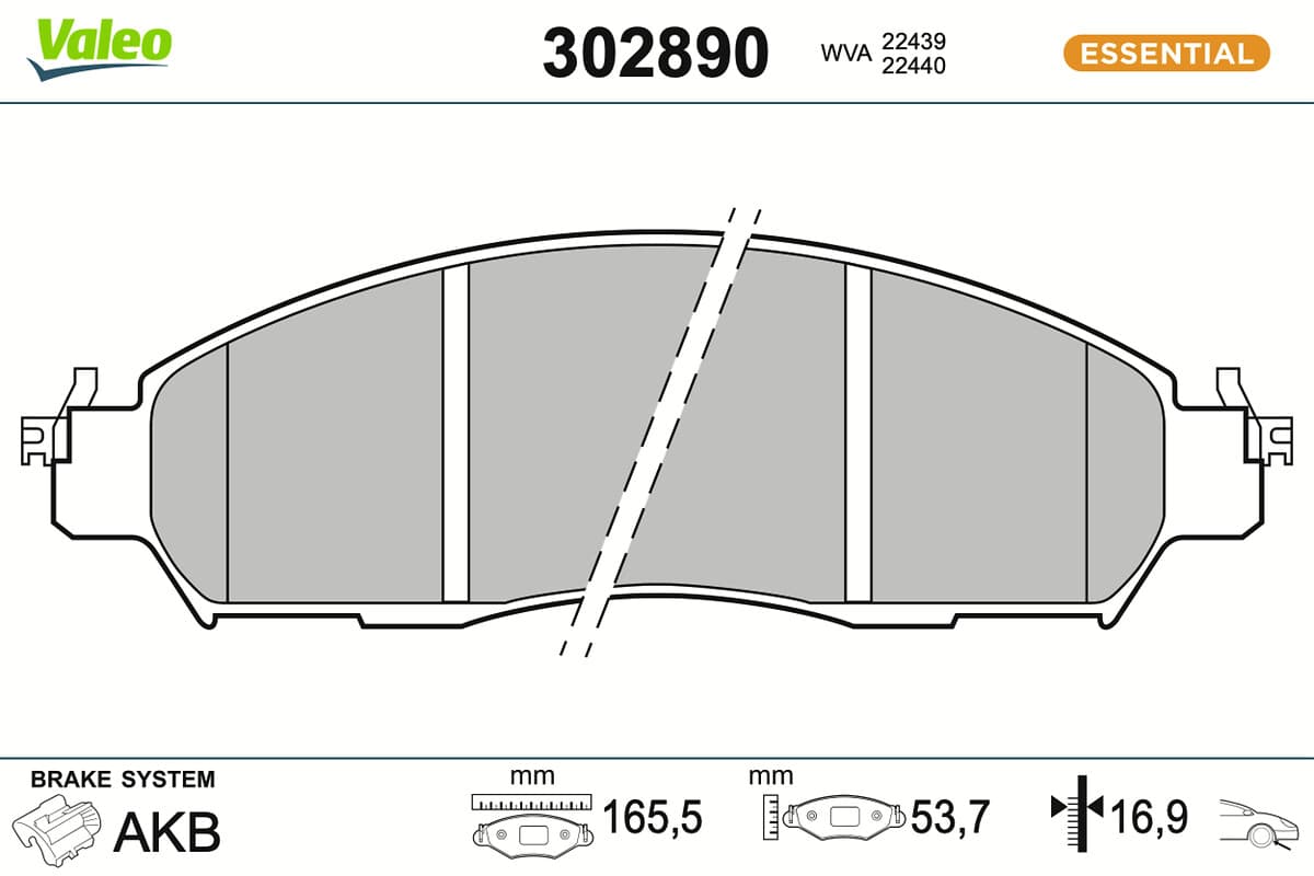 VALEO Sada brzdových platničiek kotúčovej brzdy 302890 1
