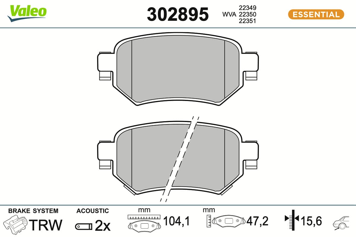 VALEO Sada brzdových platničiek kotúčovej brzdy 302895 1