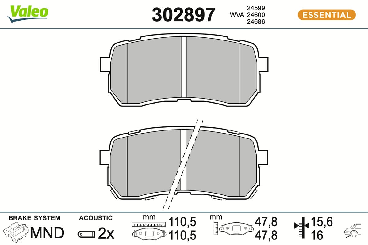 VALEO Sada brzdových platničiek kotúčovej brzdy 302897 1