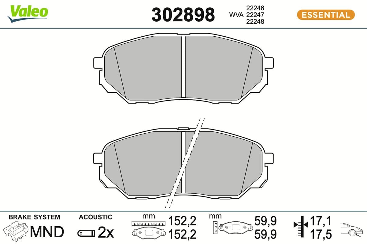 VALEO Sada brzdových platničiek kotúčovej brzdy 302898 1