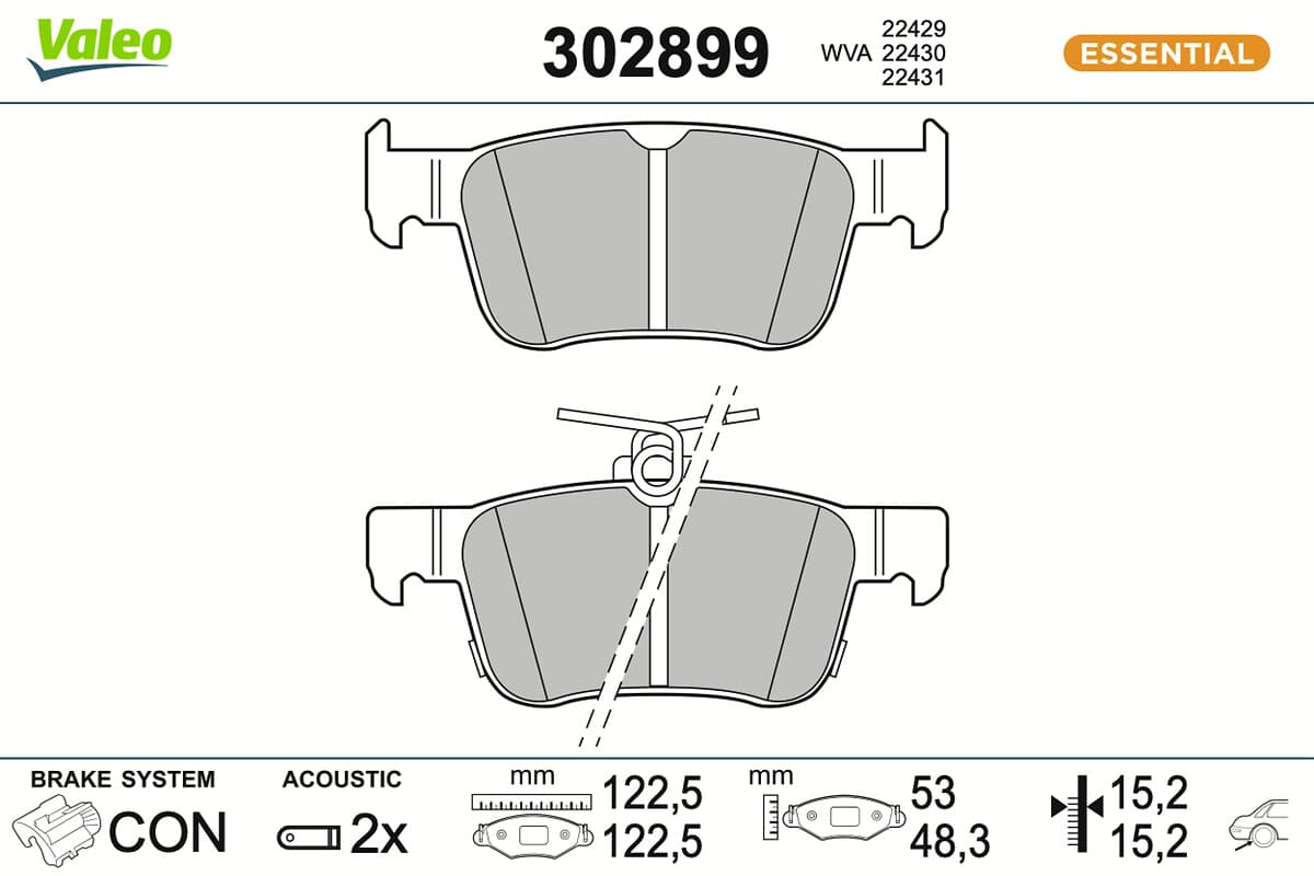 VALEO Sada brzdových platničiek kotúčovej brzdy 302899 1