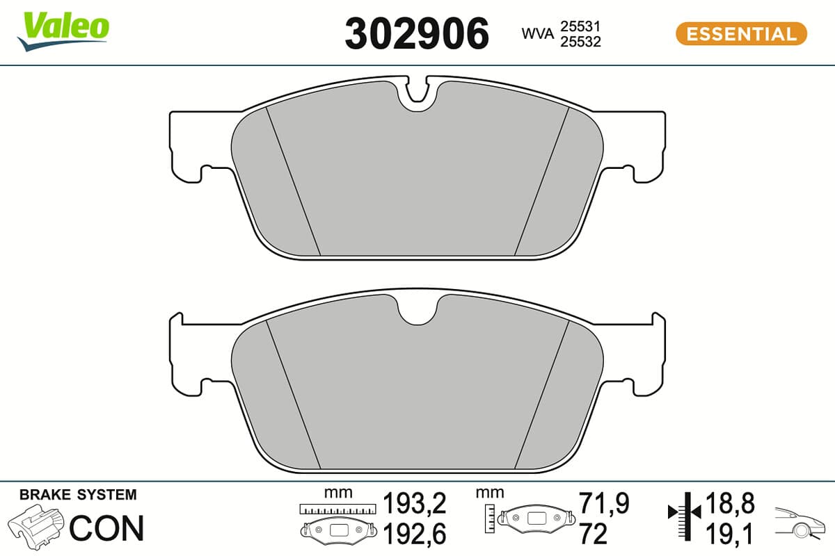 VALEO Sada brzdových platničiek kotúčovej brzdy 302906 1