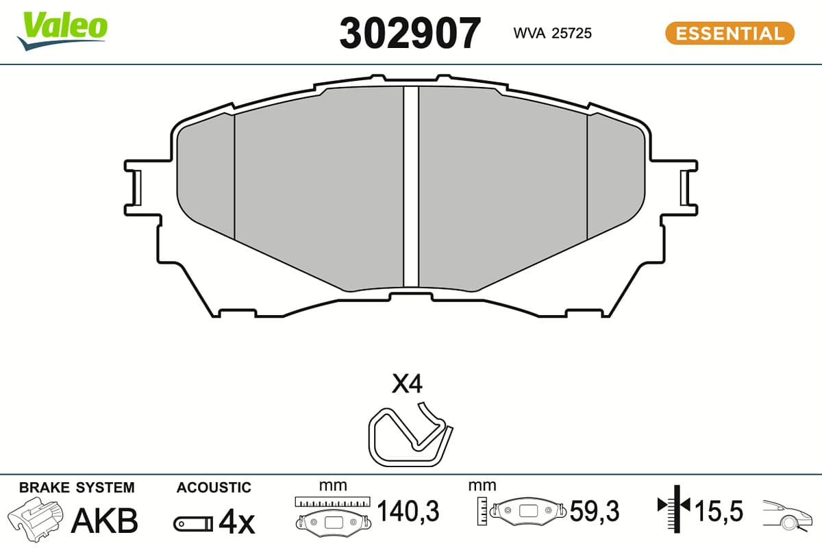 VALEO Sada brzdových platničiek kotúčovej brzdy 302907 1
