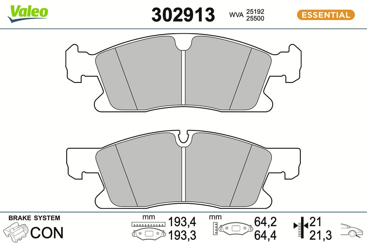 VALEO Sada brzdových platničiek kotúčovej brzdy 302913 1