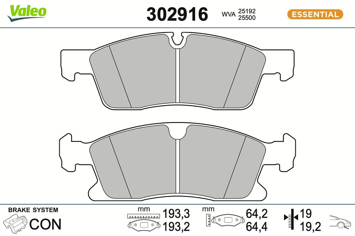 VALEO Sada brzdových platničiek kotúčovej brzdy 302916 1