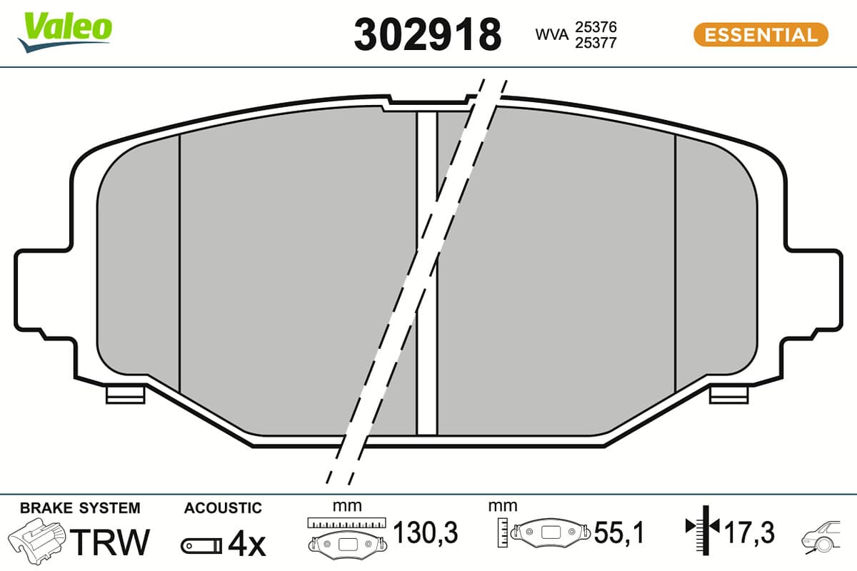 VALEO Sada brzdových platničiek kotúčovej brzdy 302918 1