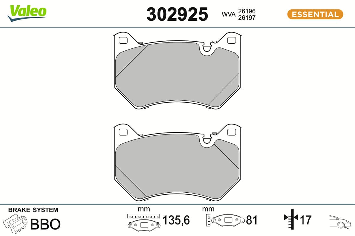 VALEO Sada brzdových platničiek kotúčovej brzdy 302925 1