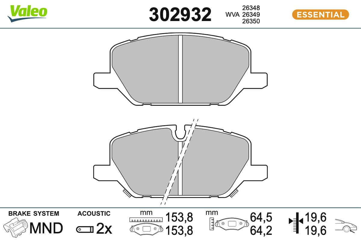 VALEO Sada brzdových platničiek kotúčovej brzdy 302932 1