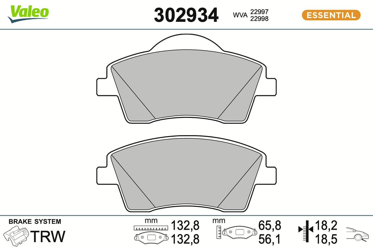VALEO Sada brzdových platničiek kotúčovej brzdy 302934 1