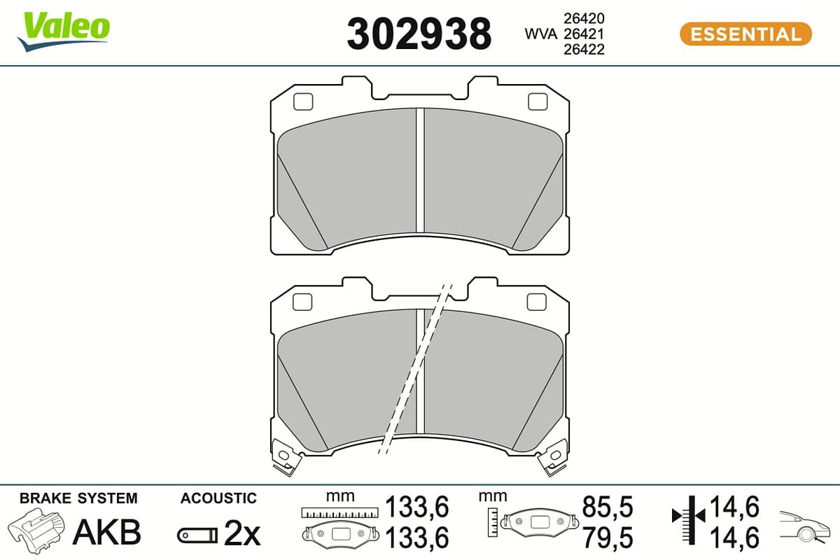 VALEO Sada brzdových platničiek kotúčovej brzdy 302938 1
