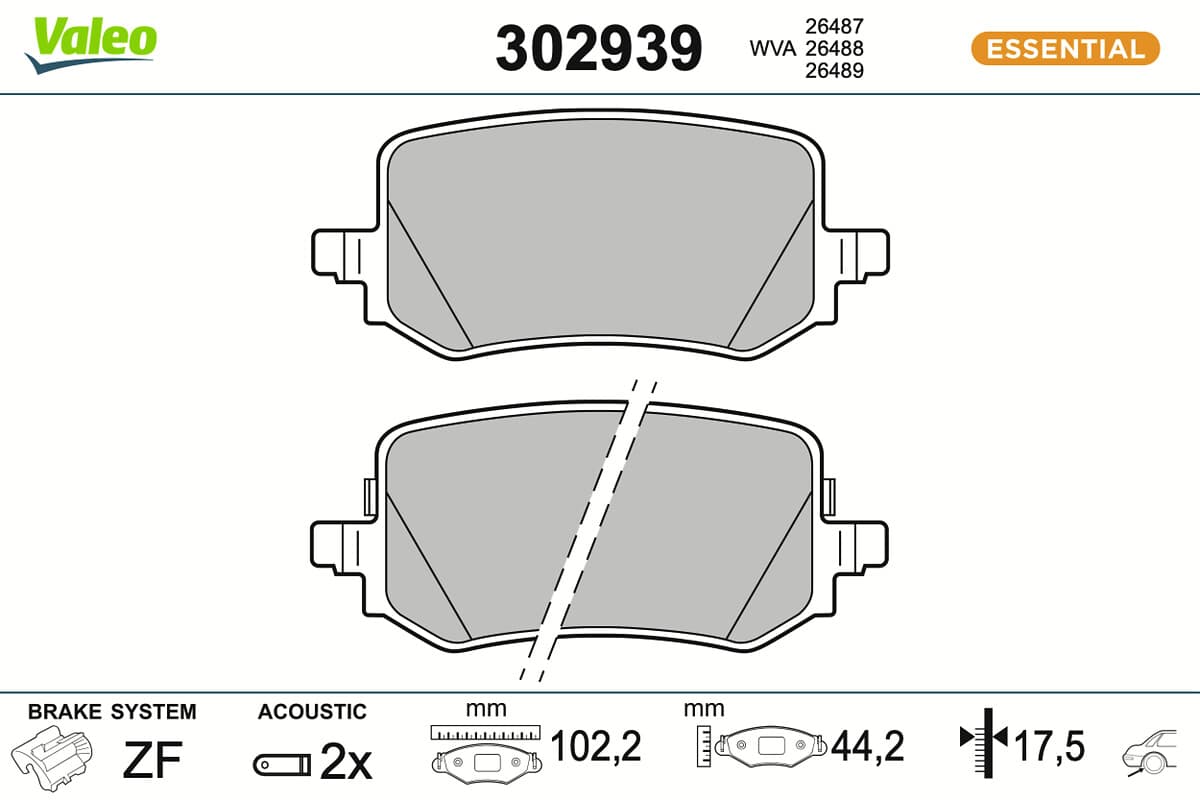 VALEO Sada brzdových platničiek kotúčovej brzdy 302939 1