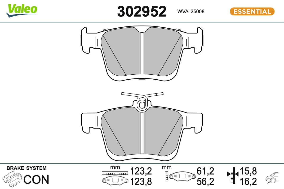 VALEO Sada brzdových platničiek kotúčovej brzdy 302952 1