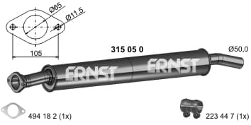 ERNST Predný tlmič výfuku 315050 1