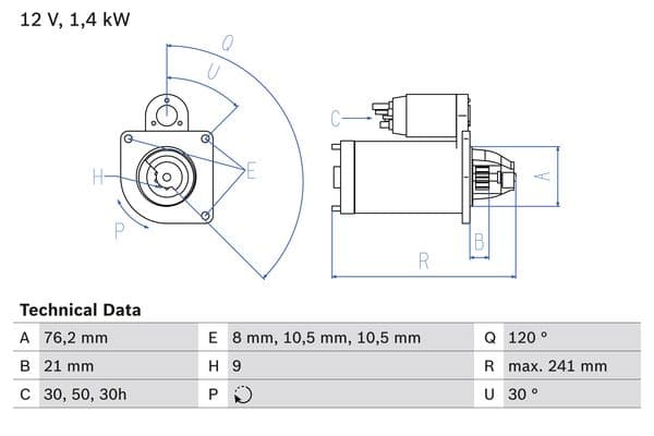 BOSCH Štartér 0986014900 1