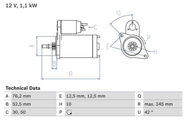 BOSCH Štartér 0986016300 1