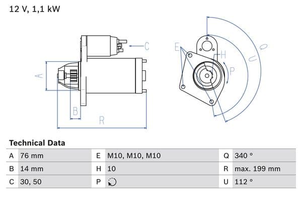 BOSCH Štartér 0986020900 1