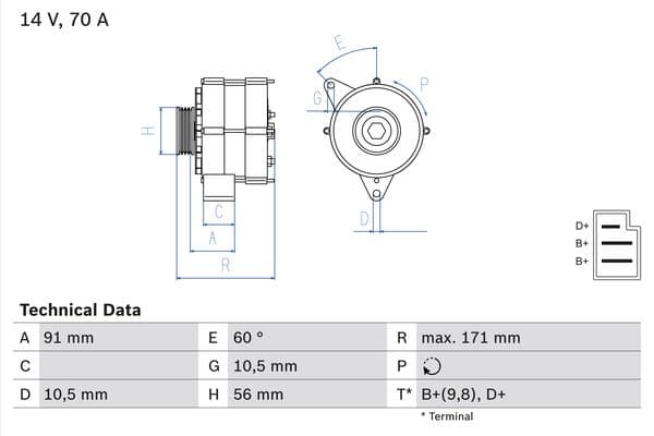 BOSCH Alternátor 0986033810 1