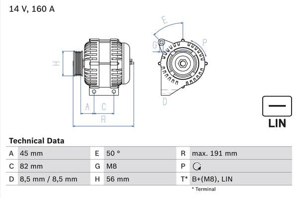 BOSCH Alternátor 0986047500 1