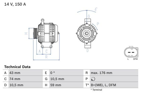 BOSCH Alternátor 0986047910 1