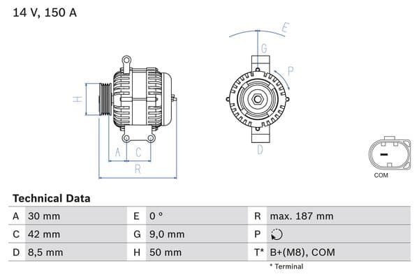 BOSCH Alternátor 0986080040 1