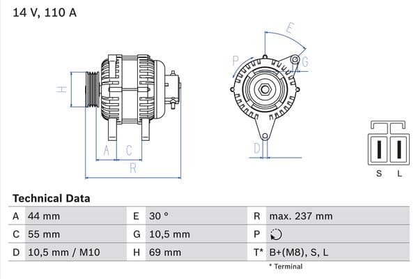 BOSCH Alternátor 0 986 080 640 1