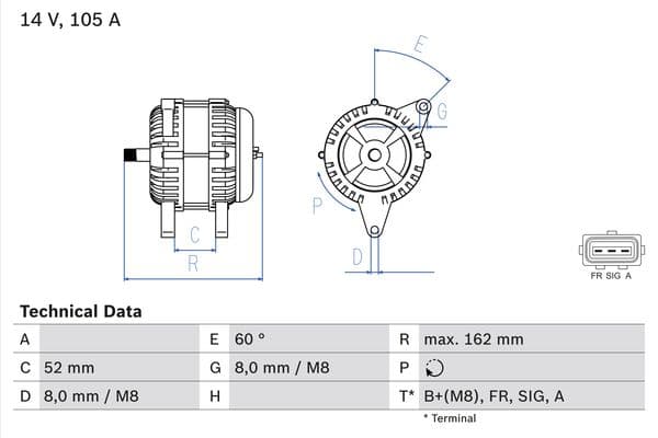 BOSCH Alternátor 0986081090 1